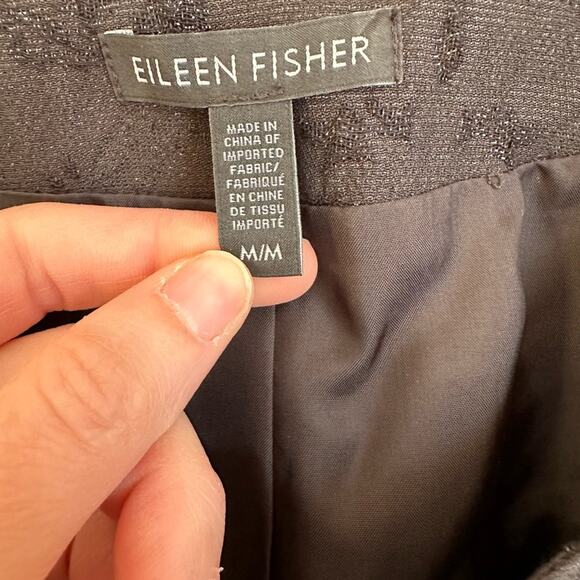 Eileen Fisher Shimmer Jacquard Long Open Front Jacket in Black Size M - Picture 10 of 13